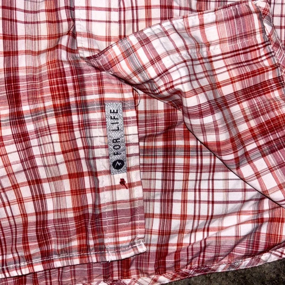 Marmot Shirt Mens 2XL Red White Plaid Nylon Short Sleeve Button Front Casual - Picture 6 of 12